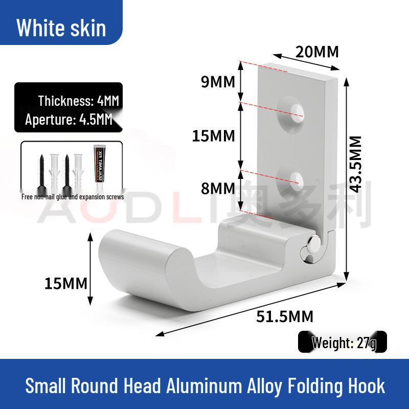 Schwarzer Wandmontierter Klappmantelhaken aus Aluminiumlegierung - Stanzfrei, Solider Einzelhaken