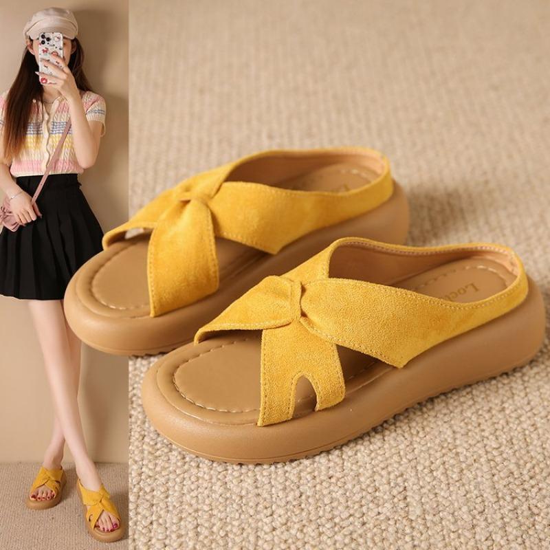 

Summer new thick-soled lazy one-word slippers women s skirt cool slippers versatile casual women s shoes 42