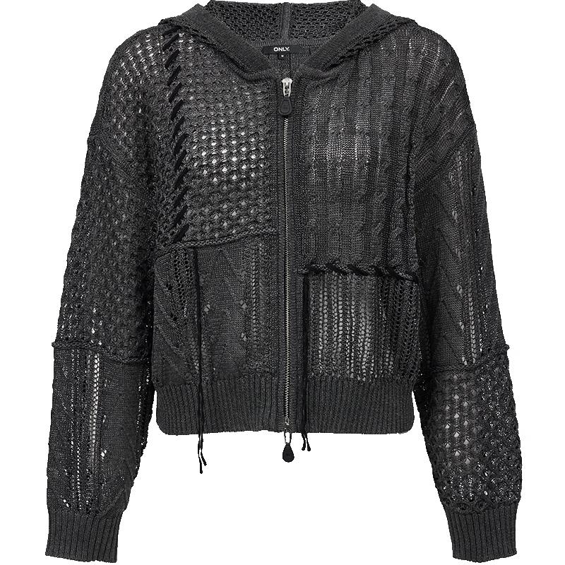 Only Women's Loose-Fit Crochet Hooded Cardigan