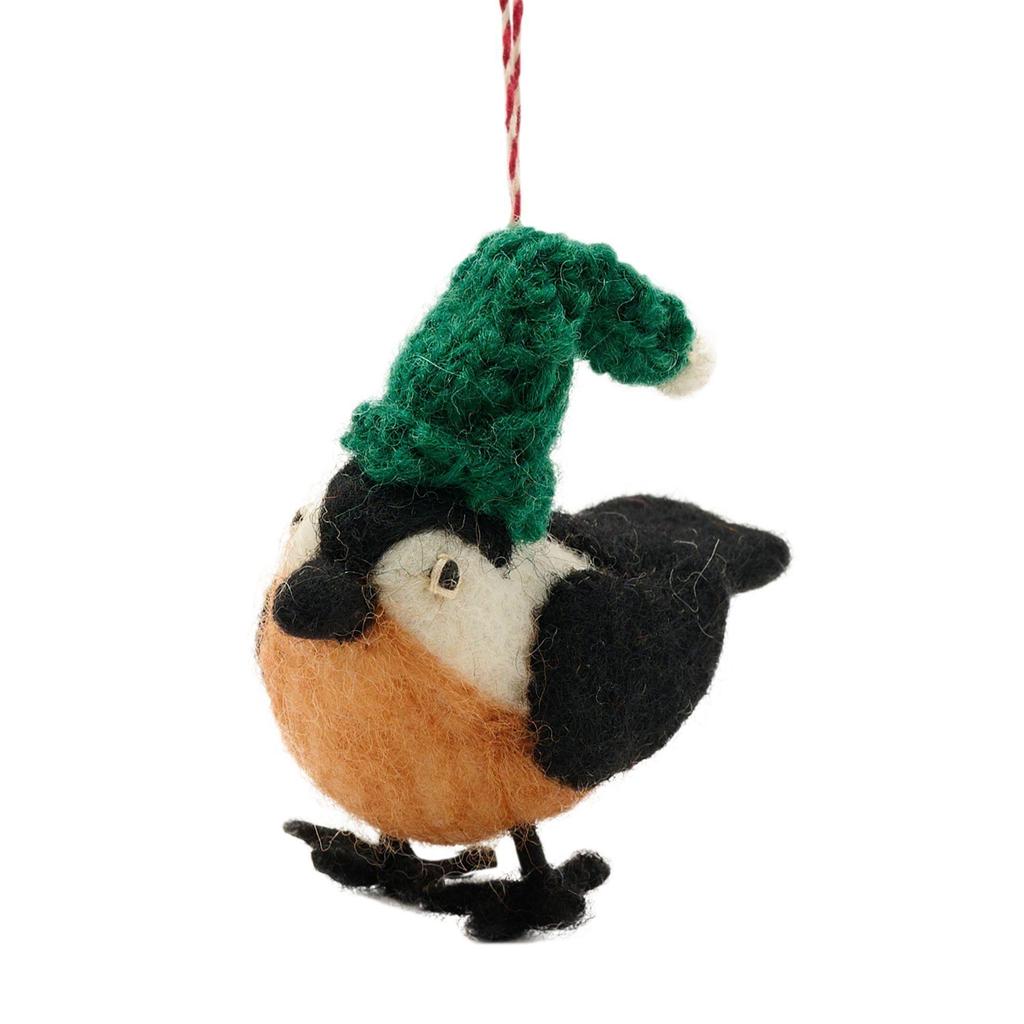 The Seasonal Gift Co. Bird In A Hat Felt Hanging Decoration