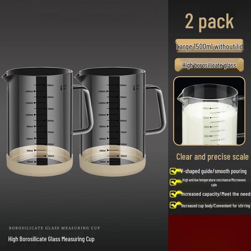 High-Temperature Resistant Glass Measuring Cup 2-Pack