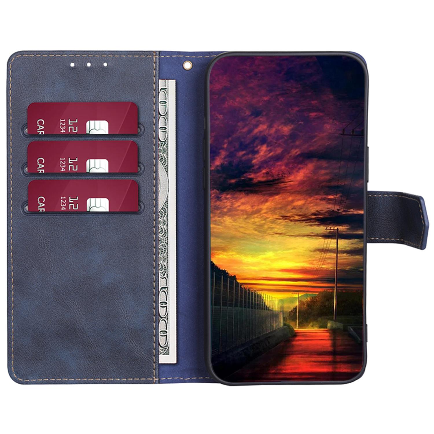 

For Google Pixel 8a Case Magnetic Clasp RFID Blocking Wallet Leather Phone Cover Blue