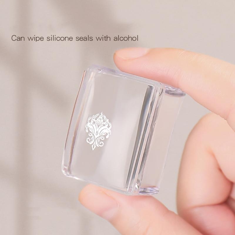 3Pack Transparent Silicone Nail Art Stampers For Precise Pattern Transfer And Easy Alignment