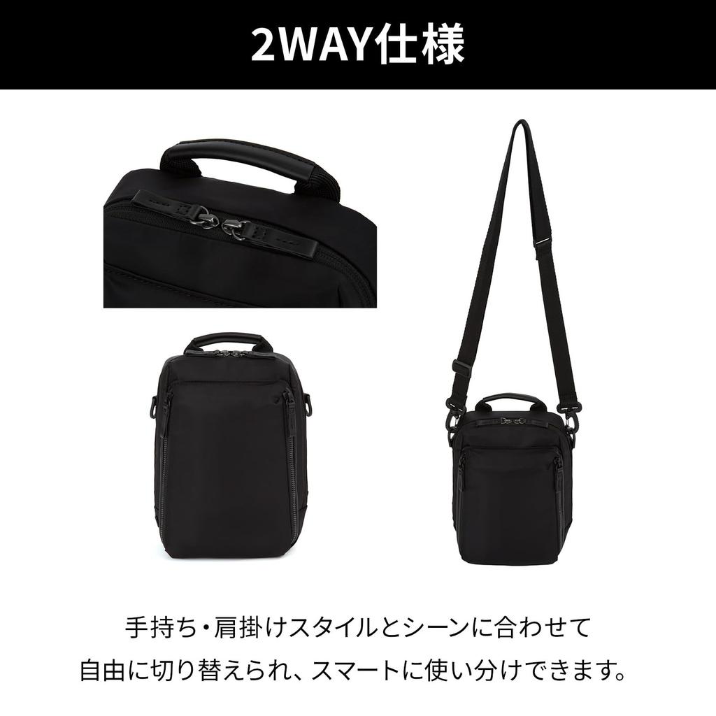 Metrex Shoulder Bag 4L Vertical Lightweight Casual 19111 Black [Ace Gene]