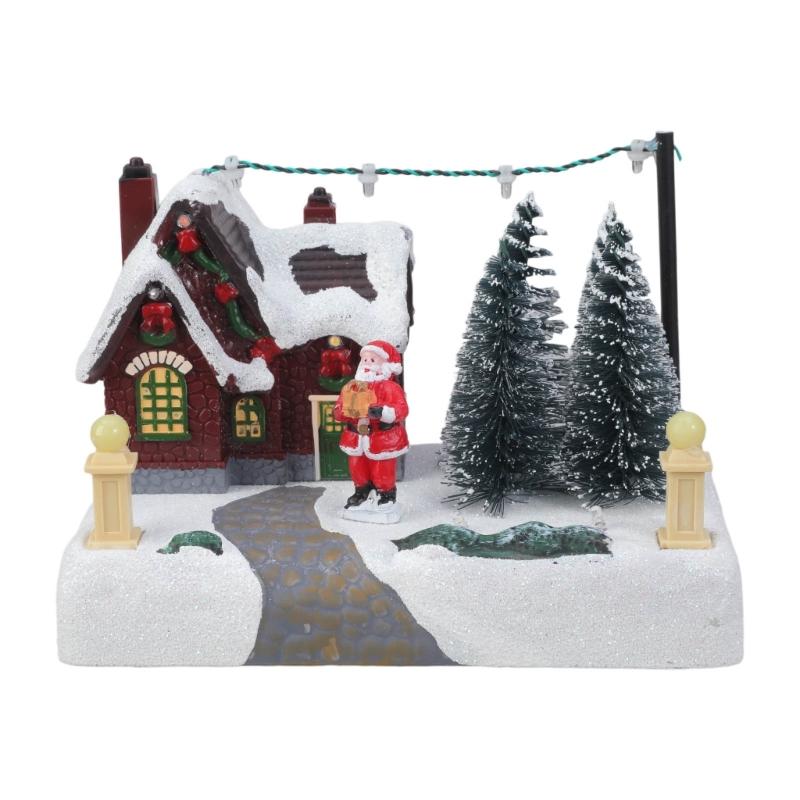 Rotating Holiday Music Boxes Featurings Warm LED Light And Resins Construction For Family Gatherings