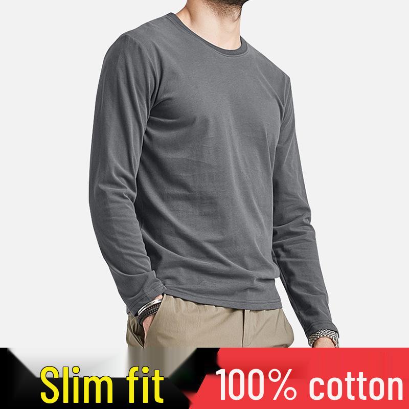 Men's Slim Fit Cotton Long Sleeve Base Layer Top for Autumn/Winter