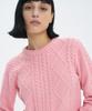 BLOND9 Fisherman Cable Wool Knit Sweater_Pink Rose