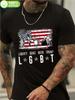 Liberty Guns Beer Trump Graphic T-shirt - Patriotic American Flag Design with Bold "Liberty Guns Beer Trump" Text