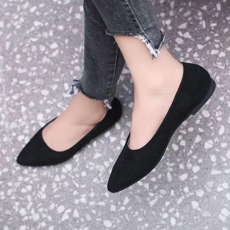 Popular flat shoes women's black low-heeled pointed 2025 summer versatile new shallow mouth comfortable casual work shoes