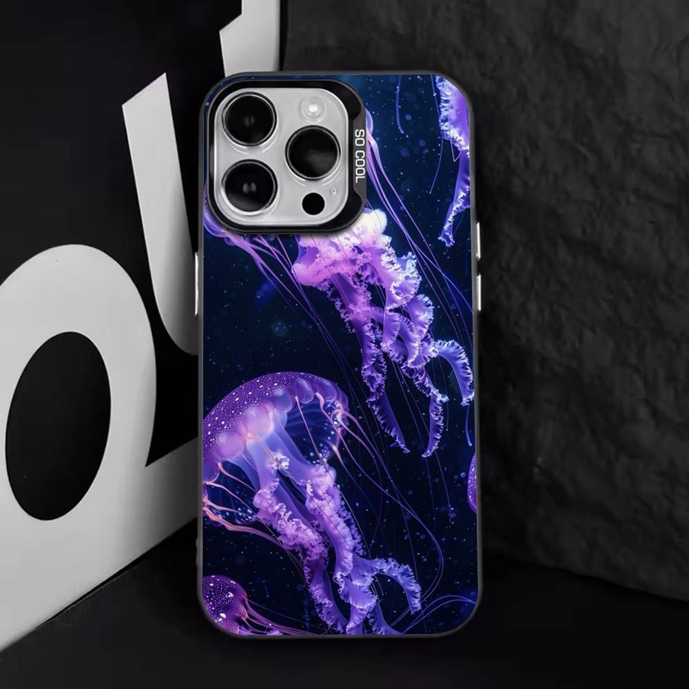 Jellyfish Oceanic Phone Case For iPhone 17,16,15,14,13,12,11 Plus,Pro Max,XS,Colorful Silver Phone Case Funda Cover
