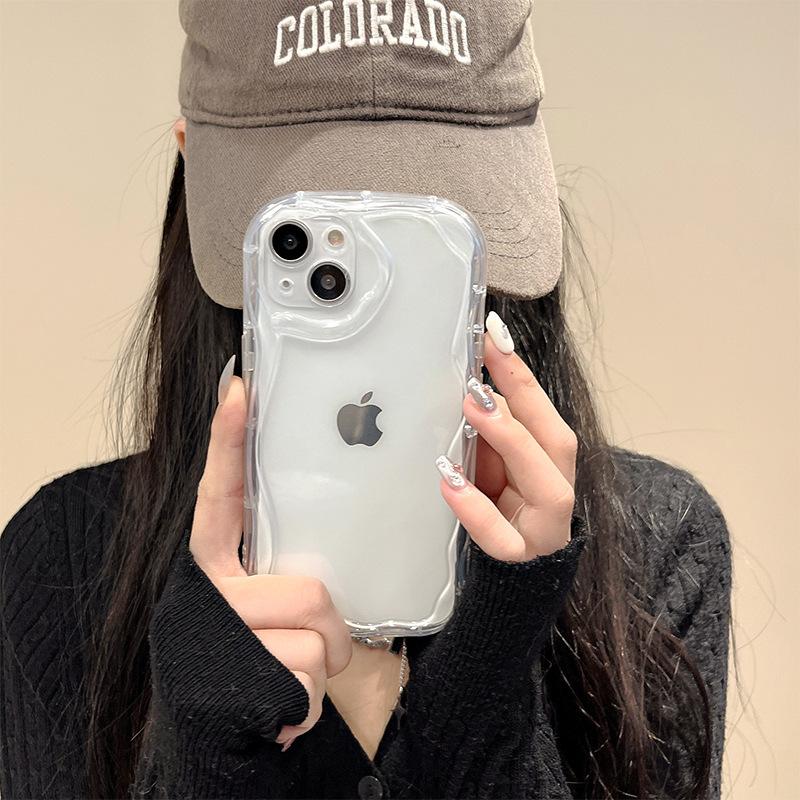 For Apple 17Promax Transparent Simple Mobile Phone Case All-inclusive Anti-fall for IPhone16 Fine Hole Silicone 13 Thickened