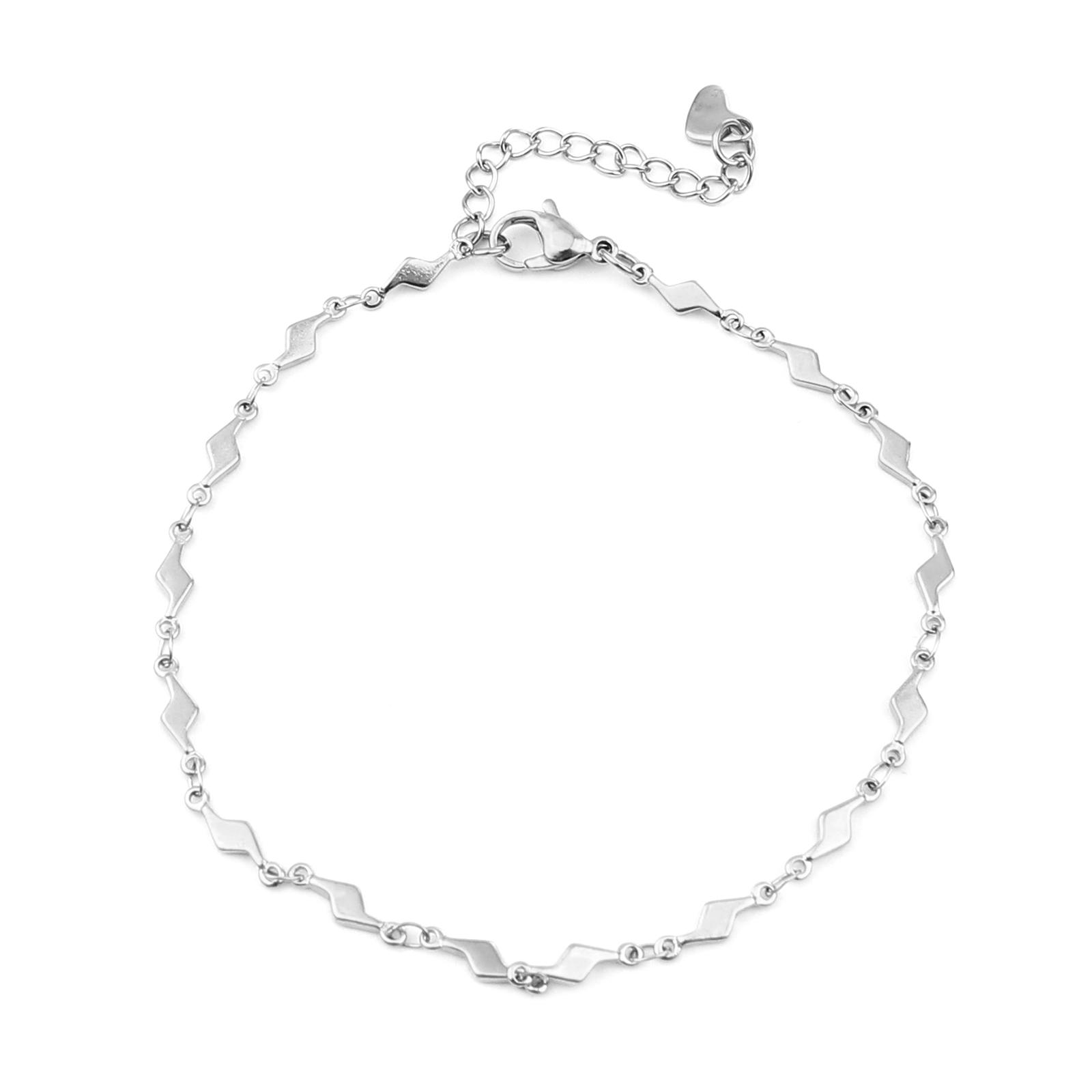 304 Stainless Steel Chain Anklet Lightning Heart Anklet Bracelet Leg Chain Barefoot Sandals For Fashion Women Jewelry, 1 Piece