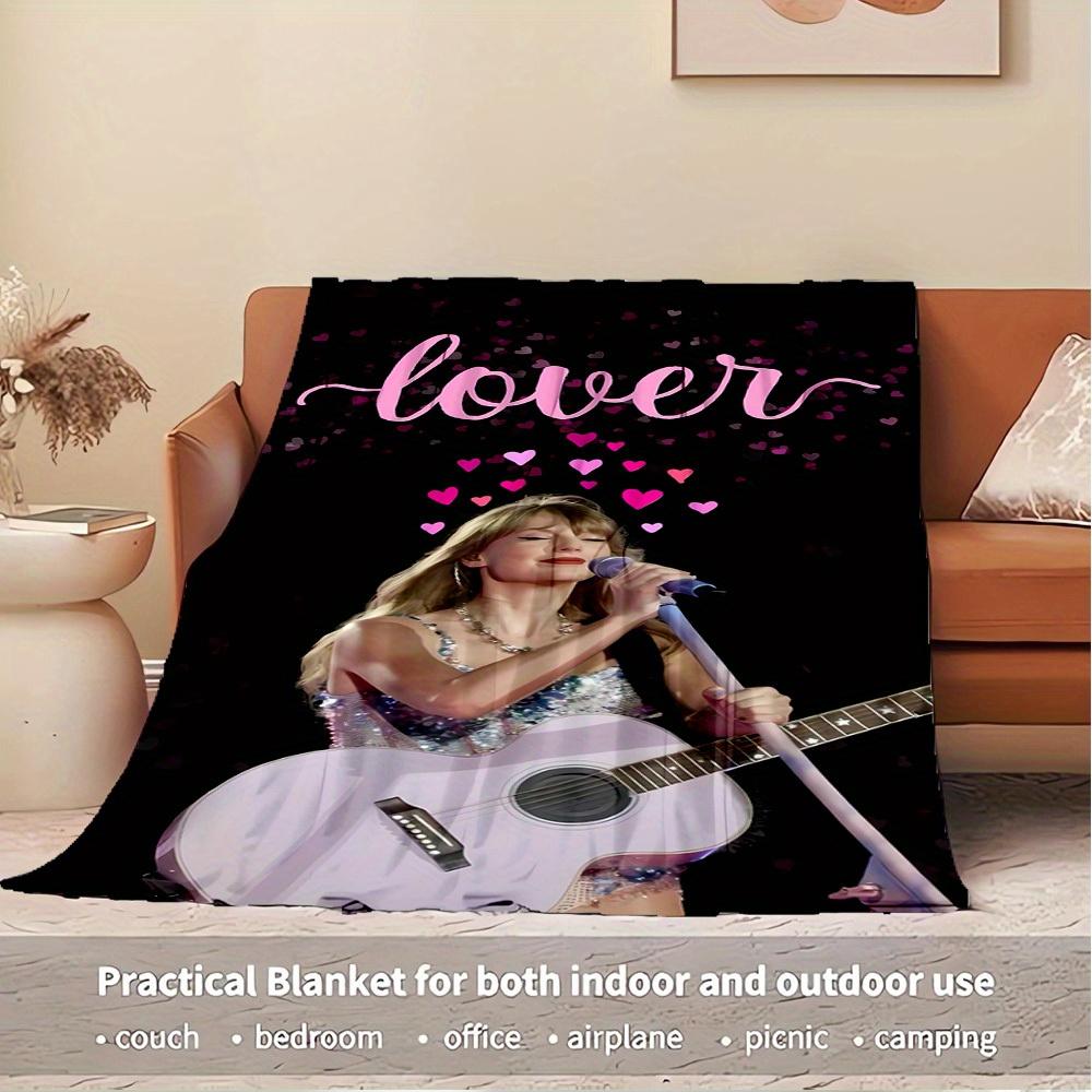 1pc Taylor Swift Print Flannel Blanket -Suitable for All Seasons, Perfect for Home, Travel, or Camping - 061308