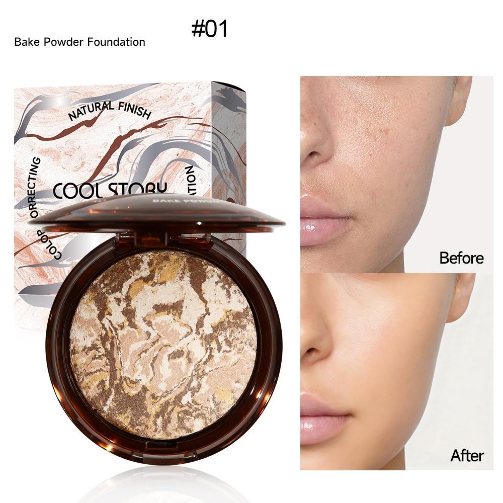 Marmor-Finish-Puder - Fixierpuder mit Öl-Kontrolle & Schimmer-Highlighter für Face Contouring, Natürlich Matt & Glow