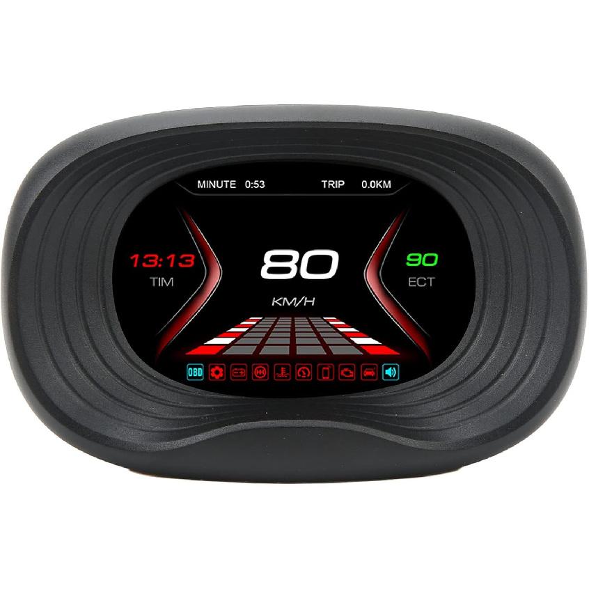 Автомобильный HUD, Многофункциональный OBD-дисплей для автомобиля, 3,0-дюймовый цветной ЖК-дисплей HUD, Цифровой спидометр для бензиновых автомобилей с моделью OBD2