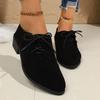 Fashion Vintage Leopard Print Derby Shoes for Women Casual Faux Suede Lace Up Work Shoes Woman Lightweight Comfortable Low Heel Loafers