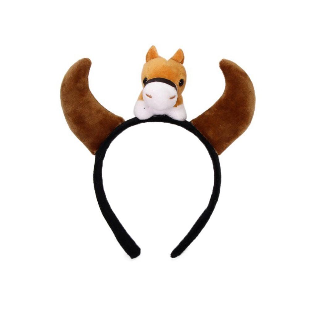 Pony Horse Hair Hoop Cartoon Plush Horse Headband Creative New Year Headband  Women