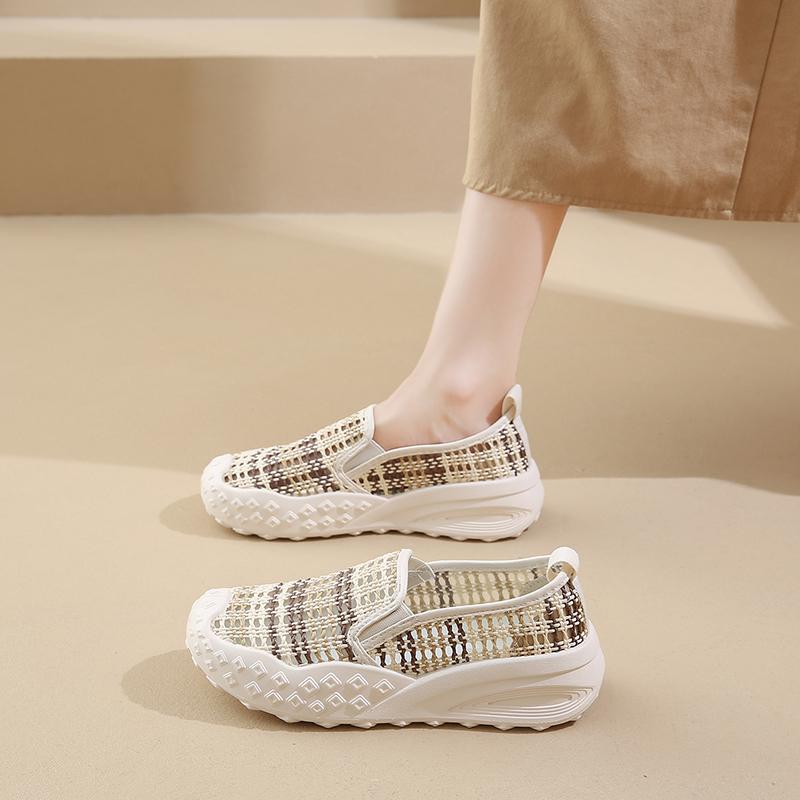 CRLAYDK Weave Loafers for Women Comfortable Slip On Work Flats Casual Walking Lightweight Ladies Mom Shoes Travel Sneakers