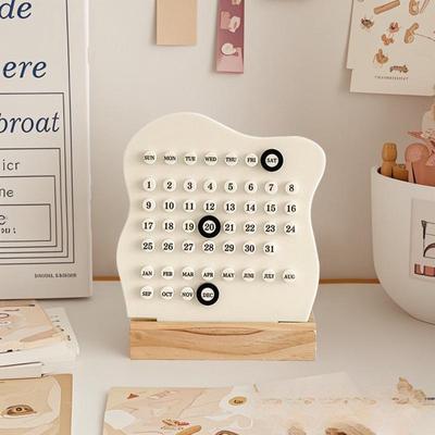 2025 Nordic Wooden Ring Perpetual Calendar: New Model Ornament for Desktop Decoration & Photography Prop