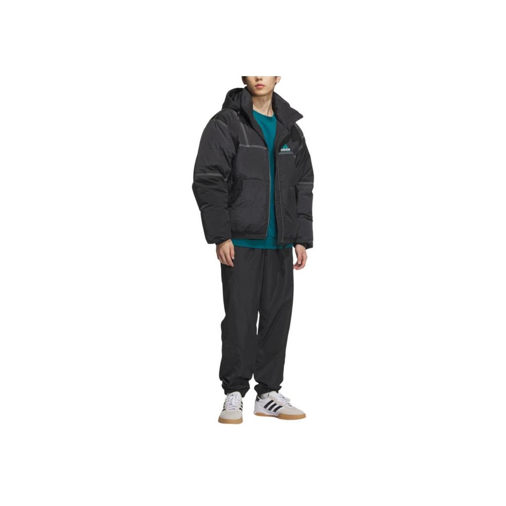 adidas Řada vybavení SS25 Volný střih S kapucí Teplá sportovní bunda z kachního peří Pánská bunda Černá KA7979