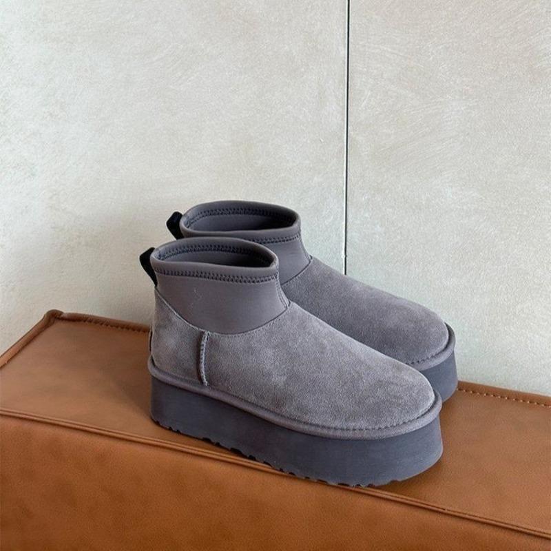 Women's Large Size Soft Sole Winter Warm Fur One Anti-slip Snow Boots Padded Lined Ankle Boots Outdoor Sports Cotton Boots