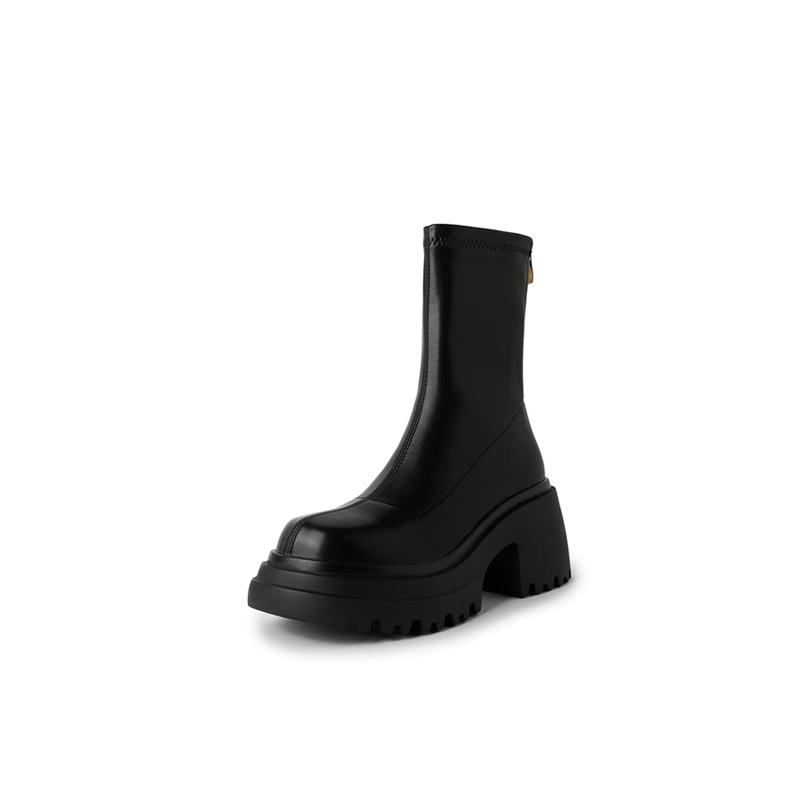 Fashion Platform High Heel Women Ankle Boots Fashion Thick Bottom Elastic Slim Female Short Booties