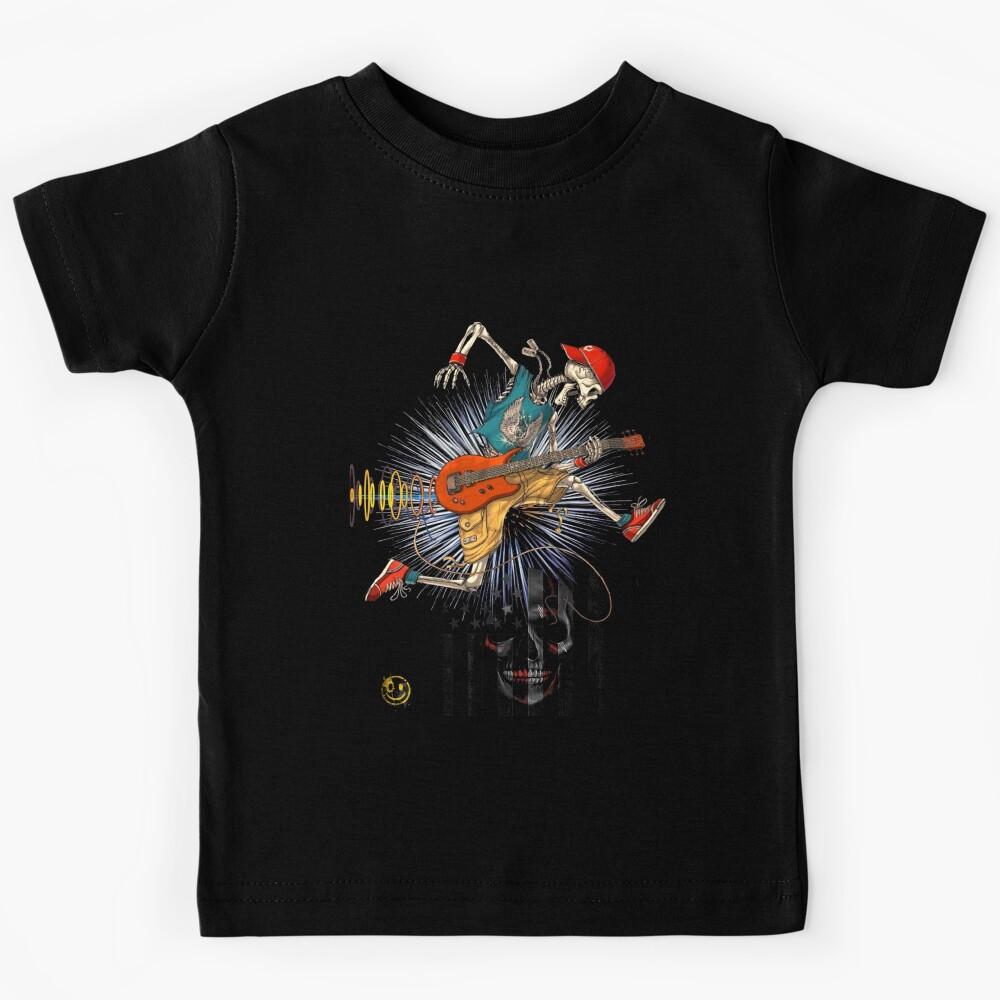 Jump Skeleton Playing Guitar Kids T-Shirt 110