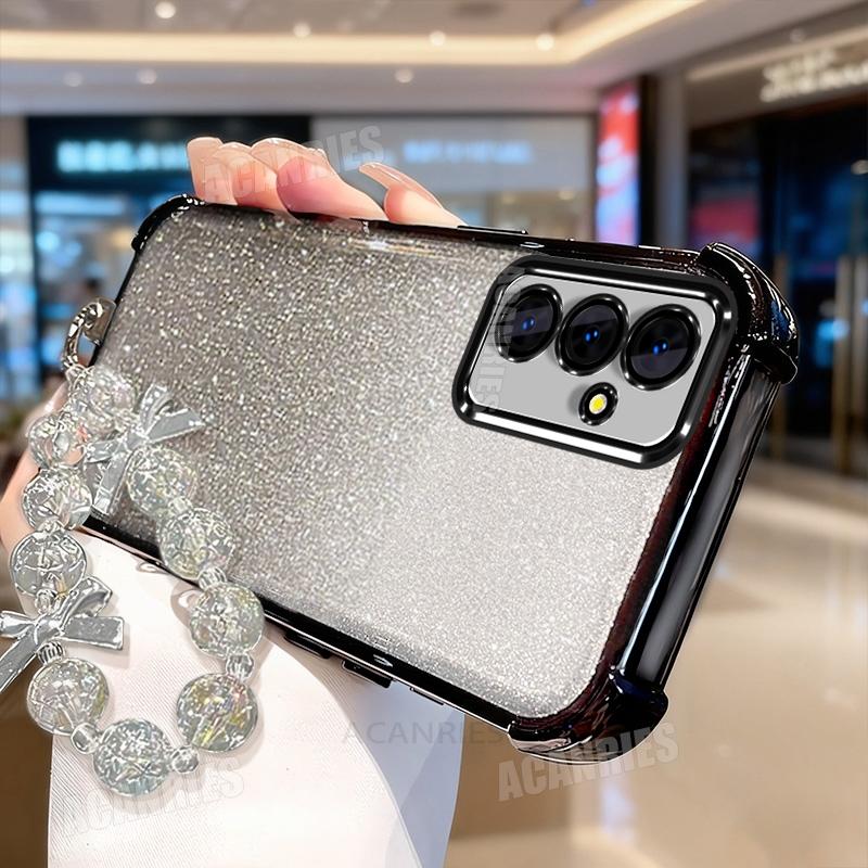 Etui silikonowe z powłoką z motywem gwiazdy i brokatem, odporne na wstrząsy, do Samsunga Galaxy A14 A24 A34 A54 A15 A25 A35 A55, tylna pokrywa