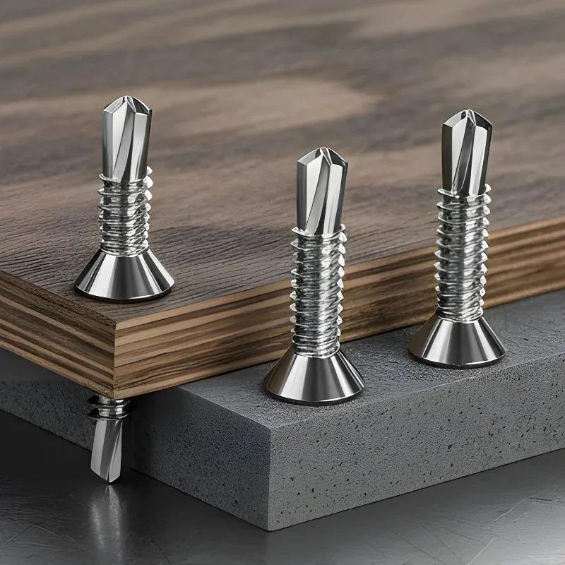 Wholesale Self Tapping Screws Serrated Flat Head Self Drilling Screws for Aluminum Steel Furniture Windows Ceilings Fixing Tools