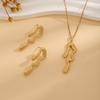 Exquisite Irregular Geometric Leaf Texture Jewelry Set: Love Earrings & Necklace