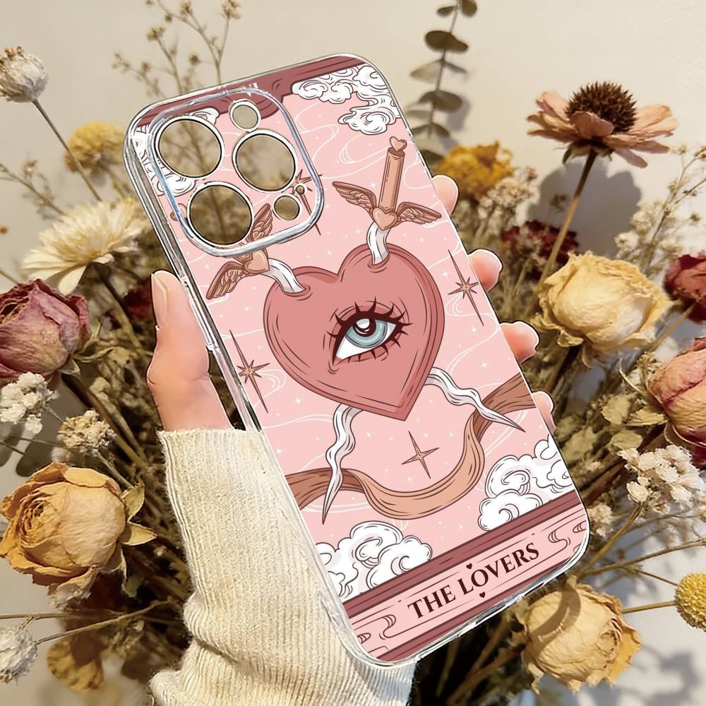 

Чехол для телефона Tarot Луна Звезда S-Солнце Для iPhone 17 16 15 14 13 12 11 Mini Pro Max Plus Прозрачный чехол iPhone16pro