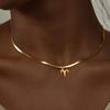 18K Gold-Plated Fashionable 304 Stainless Steel Zodiac Necklace with Flat Snake Chain, Colorfast.