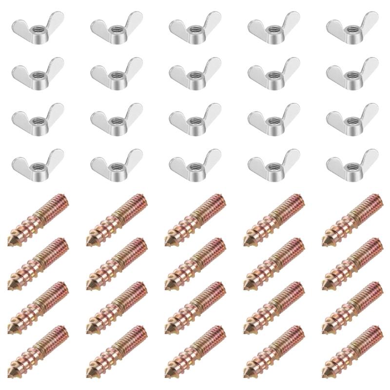 

40 шт. Стальные винты-барашки M6 с двойной резьбой, прочная фурнитура, простая установка для промышленных DIY-проектов 1