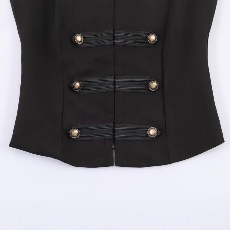 Womens Stand Collar Knotted Button Vest Casual Layering Sleeveless Top Street Style 2026