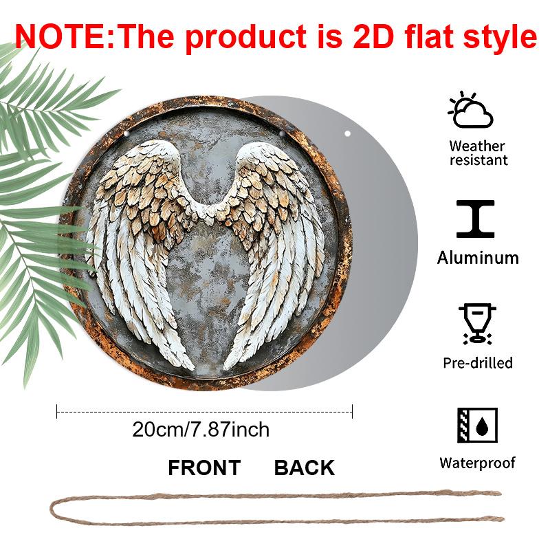 [2D Flat, 1pc] Vintage Angel Wings Metal Wall Art Sign - Rustic Aluminum Decor with Intricate Wing Design, Perfect for Home, Bar, Kitchen, Office, or