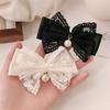 Tie Ribbon Lace Bowknot Decor Imitation Pearl Pendant High Elastic Rubber Band