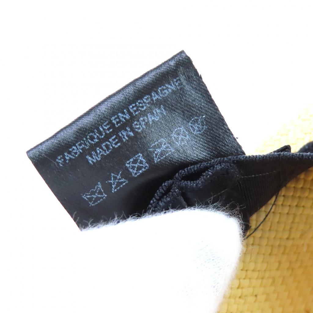 Excellent CHANEL COCO Mark Ribbon Fedora Straw Hat Beige Gray Pile Women M 22S Used