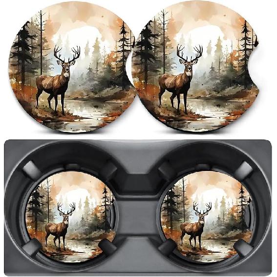 2 Pack Car Coasters for Cup Holders,Cute Ladybug Car Cup Holder Coasters,2.75" Universal Size Anti Slip Rubber Mat,Automotive Cup Holder Decal Decor