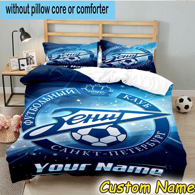 Custom Name Zenit Football Bedding Set 3PCS Duvet Cover Closure Includes 1 Duvet Cover & 2 Pillowcases for All Seasons Bedroom Decor
