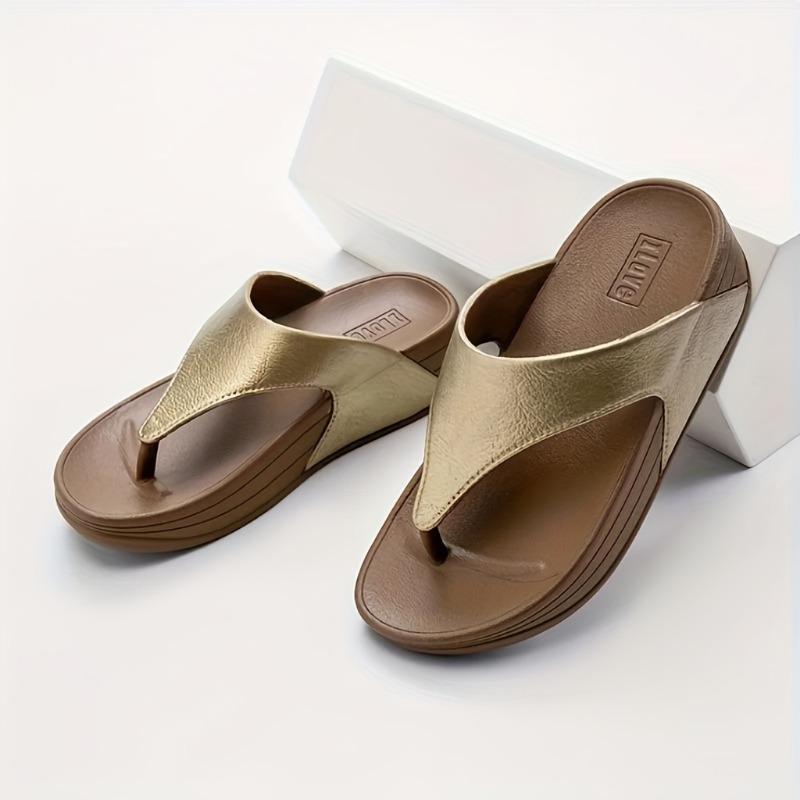 New Women's Platform Sandals Slip-On Thick Sole Mid-Heel Thong Slippers - PVC Breathable Summer Casual Beach Shoes for Daily Wear & Vacations