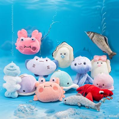 Pendentif Peluche Créature Marine Dessin Animé Crabe Poulpe Sardine Poisson Diable Poupée Remplie Accessoires Sac Porte-clés Cadeaux Enfants