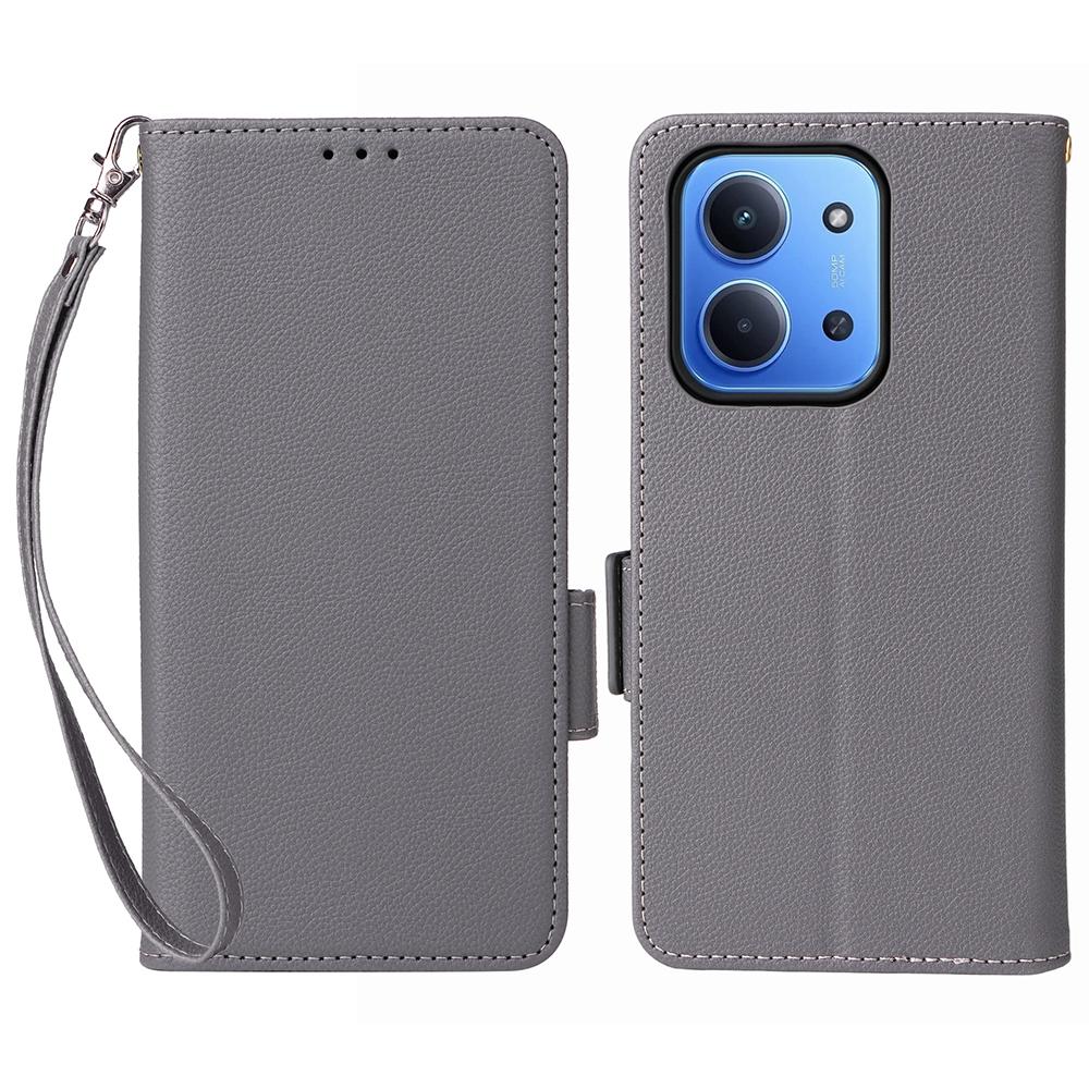 For Xiaomi Redmi 15C 4G (Global) (171mm)/Poco C85 4G Case with Wrist Strap Litchi Texture PU Leather Wallet Phone Cover
