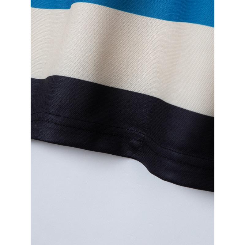 Men's Casual Polo Shirt Striped Versatile T-shirt Top