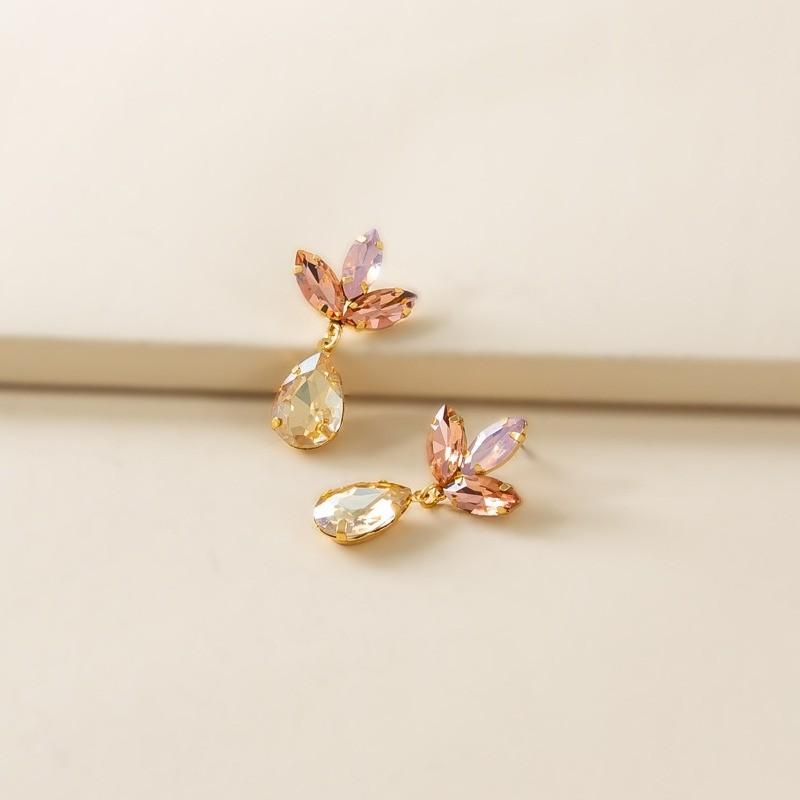 

Pinkdudu Vintage Glass Geometric Block Zircon Earrings Water DropTrendy Drop Earrings Women PD2364 шампанского