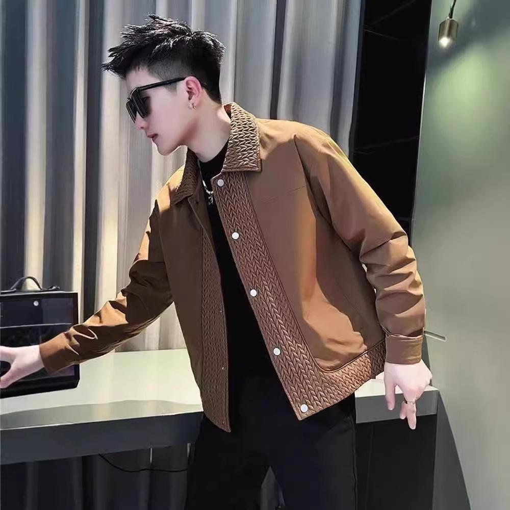 

Men s Patchwork Lapel Jacket - Handsome Spring/Autumn 2024 Style 2XL чёрный
