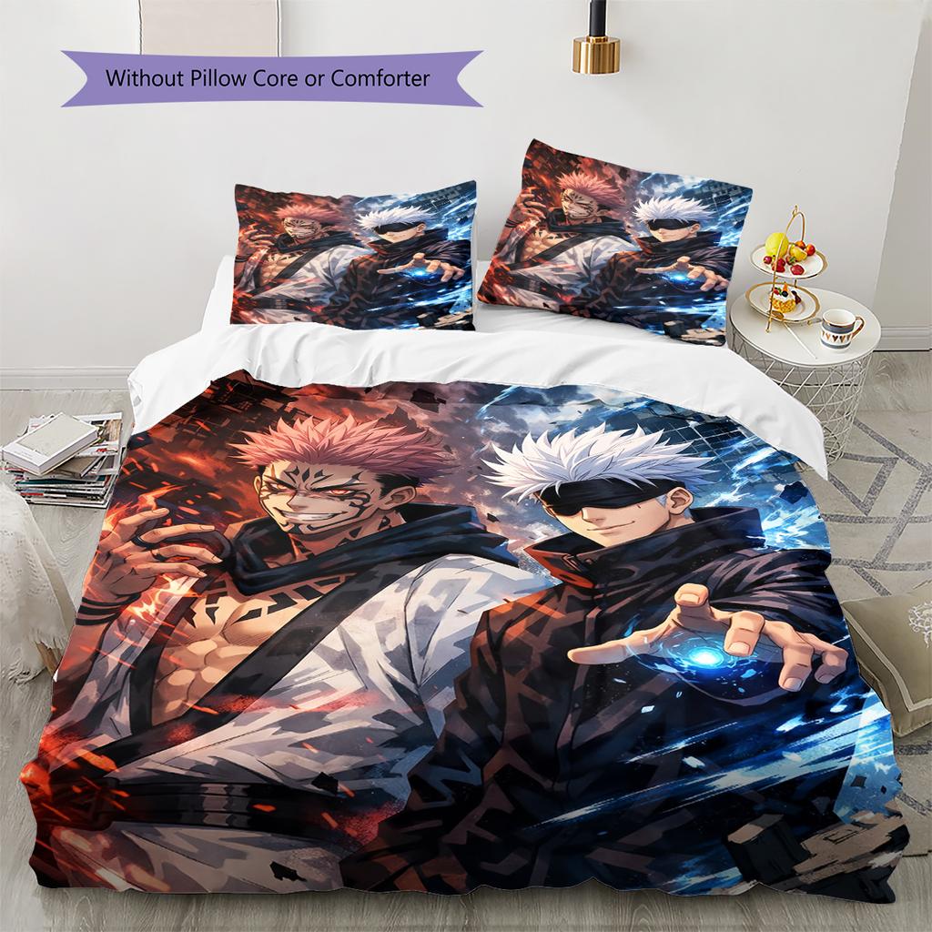 Satoru Gojo and Sukuna Pattern Bedding Quilt Set  Home Decoration  Gift (1 * duvet cover + 2 * pillowcase  without core)