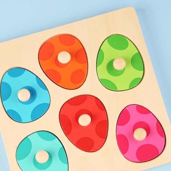 1 Set Holz-Dinosaurier-Puzzlebrett, 3D-Cartoon-Dino-Ei, passendes Brett, Feinmotorik, Farbform, Vorschullernen, pädagogisches Puzzlebrett-Spielzeug