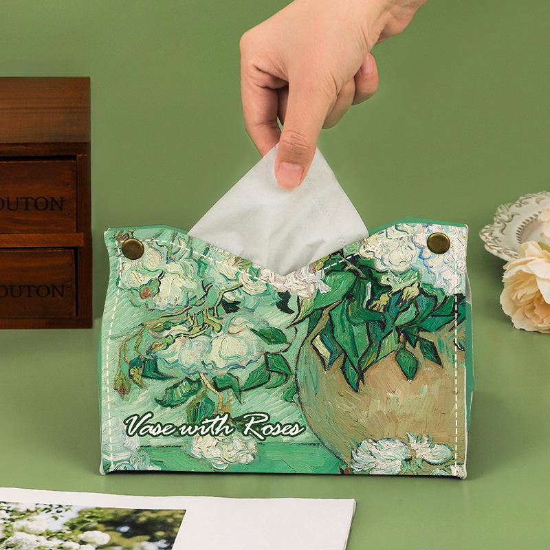 

Креативные кожаные коробки для салфеток, коробка для салфеток с масляной живописью, коробка для салфеток для дома, гостиной, автомобиля, роскошная, высококлассная коробка для бумажных салфеток