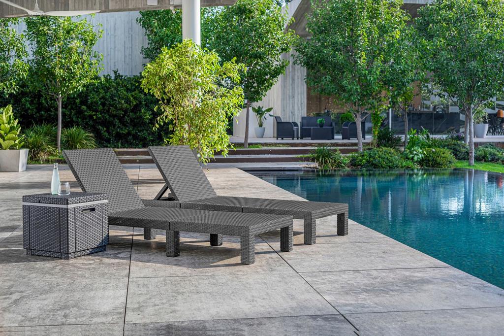 Deckchair Garden Lounger With Mattress Adjustable Folding Pool Terrace