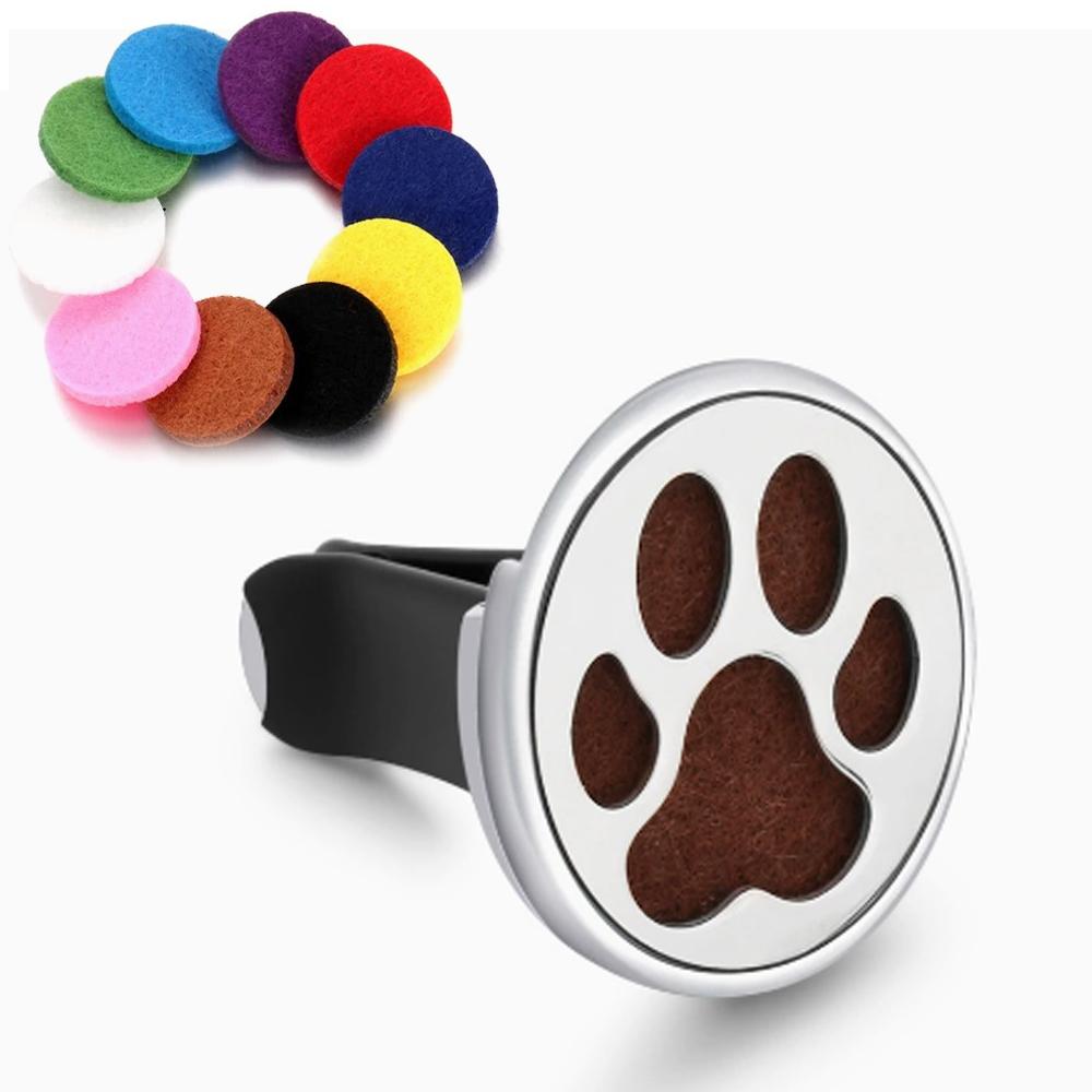 Car Aromatherapy Essential Oil Diffuser - Stainless Steel Vent Clip Air Freshener with 10 Refill Pads